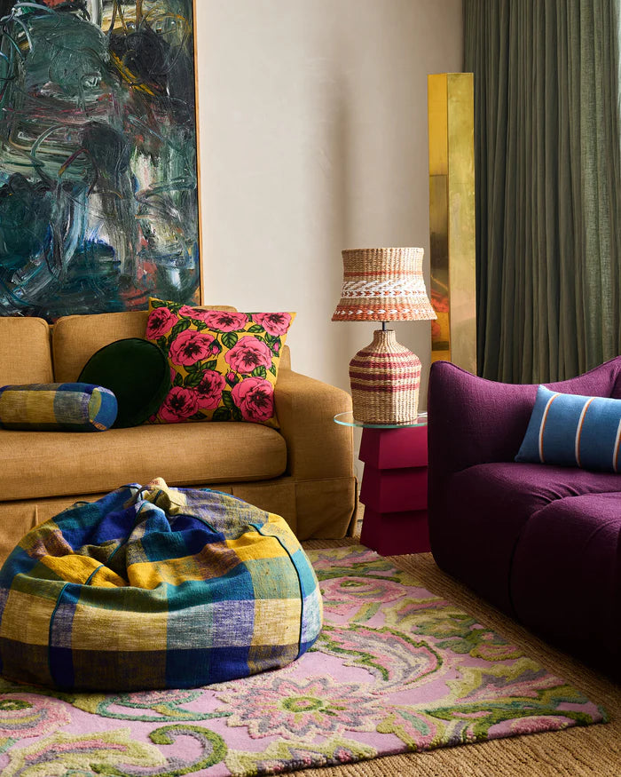KIP & CO - GOLDEN PEONY EMBROIDERED CUSHION