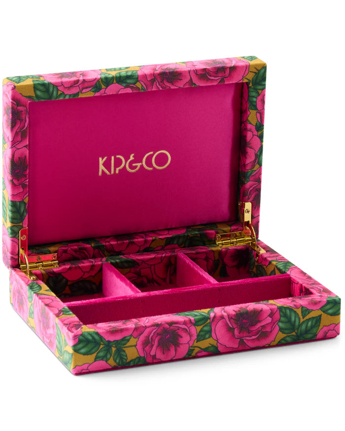 KIP & CO - SMALL VELVET JEWELLERY BOX - GOLDEN PEONY