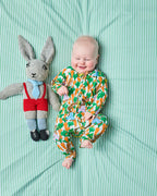 KIP & CO - ORGANIC COTTON LONG SLEEVE ZIP ROMPER - CARROT JOY
