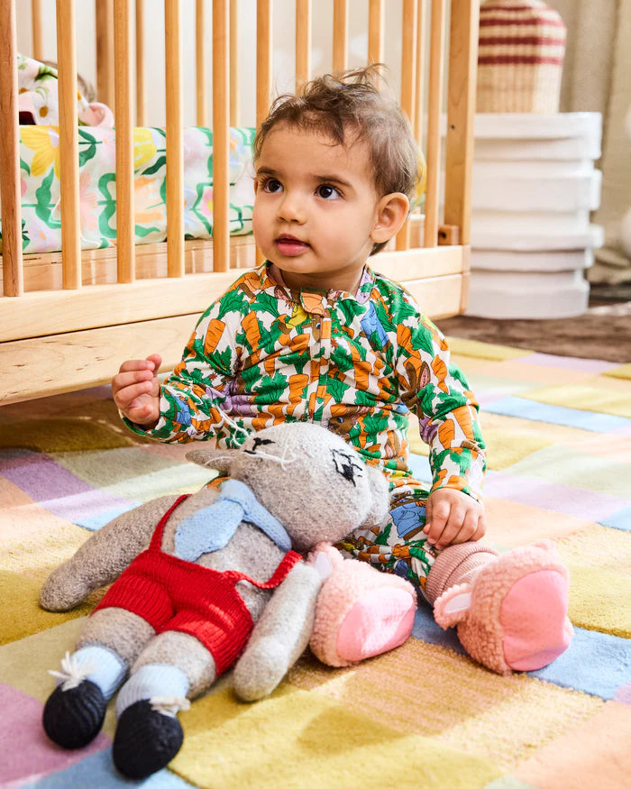 KIP & CO - ORGANIC COTTON LONG SLEEVE ZIP ROMPER - CARROT JOY