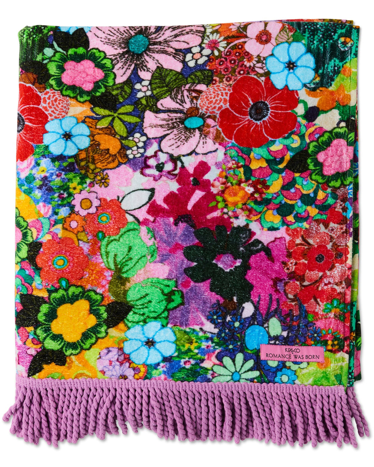 KIP & CO X ROMANCE WAS BORN - PRINTED TERRY BEACH TOWEL - FLOWER POWER PINK