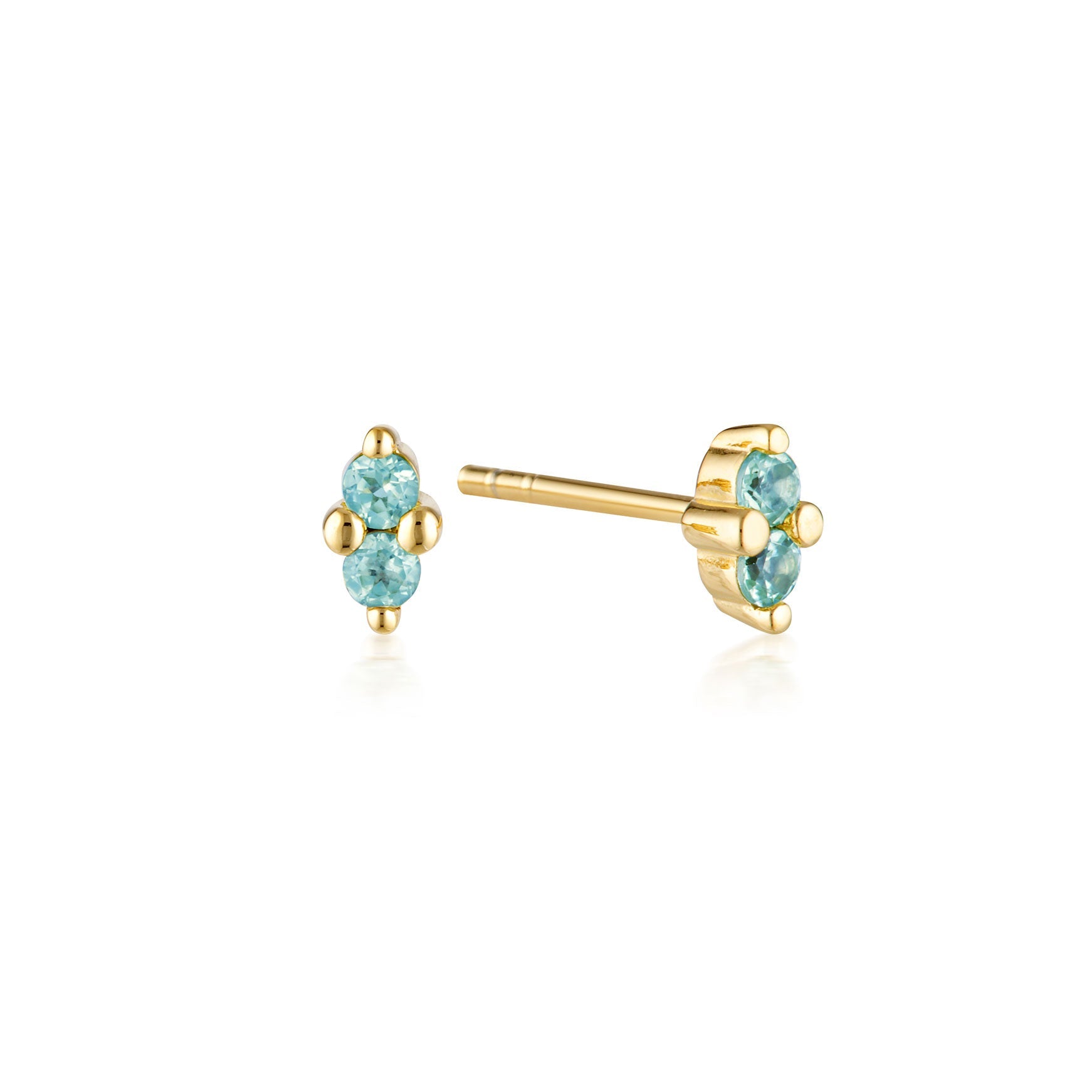LINDA TAHIJA - GOLD BIRTHSTONE STUD EARRINGS - BLUE TOPAZ