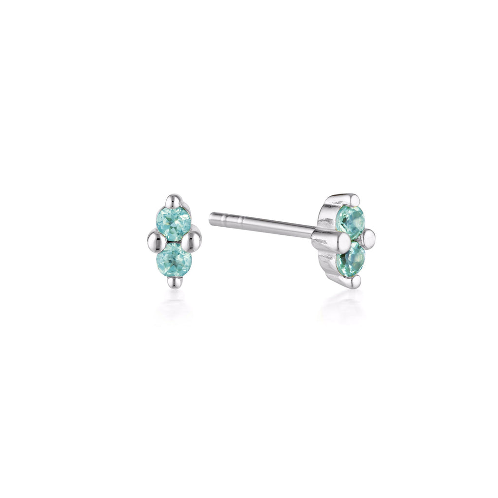 LINDA TAHIJA - SILVER BIRTHSTONE STUD EARRINGS - BLUE TOPAZ