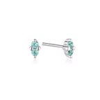 LINDA TAHIJA - SILVER BIRTHSTONE STUD EARRINGS - BLUE TOPAZ