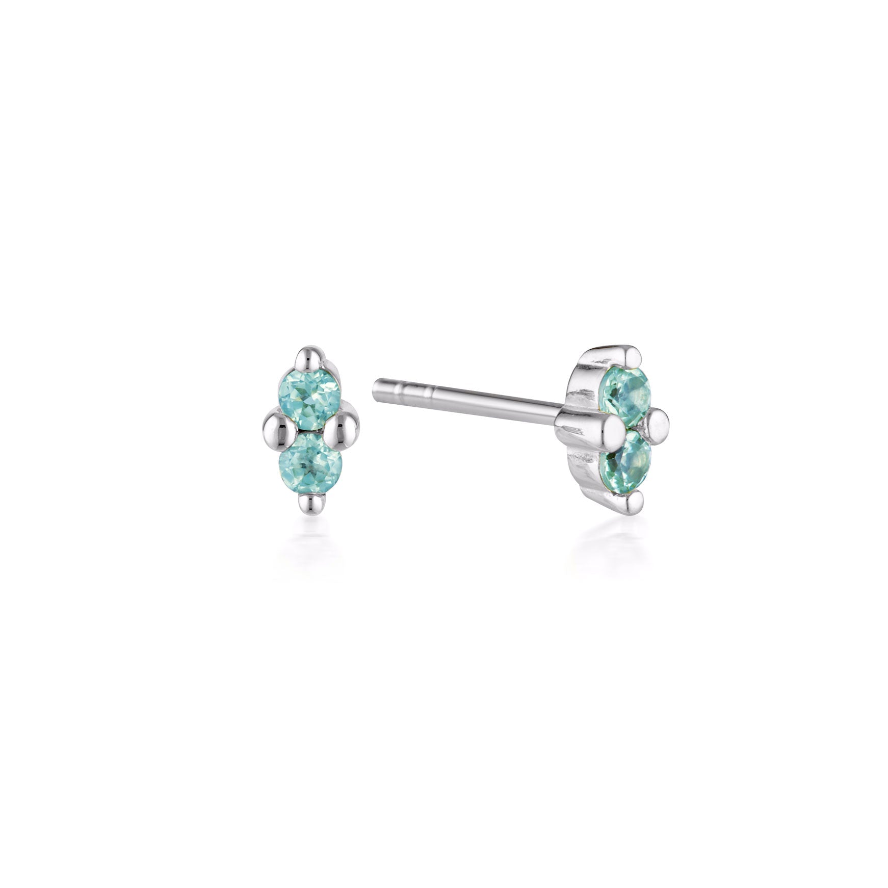 LINDA TAHIJA - SILVER BIRTHSTONE STUD EARRINGS - BLUE TOPAZ