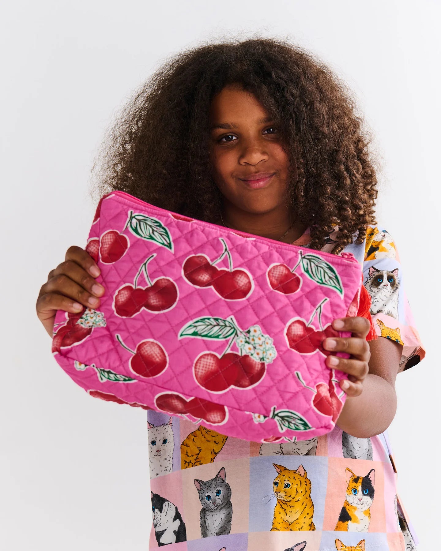 KIP & CO - QUILTED COTTON TOILETRY PURSE - CHERRY BLOSSOM
