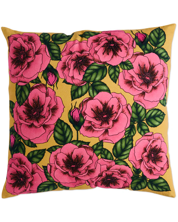 KIP & CO - GOLDEN PEONY EMBROIDERED CUSHION