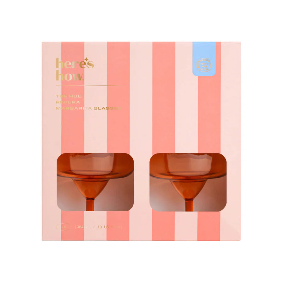 HERE'S HOW - THE RUE MARGARITA ACRYLIC GLASS SET OF 4 - ORANGE