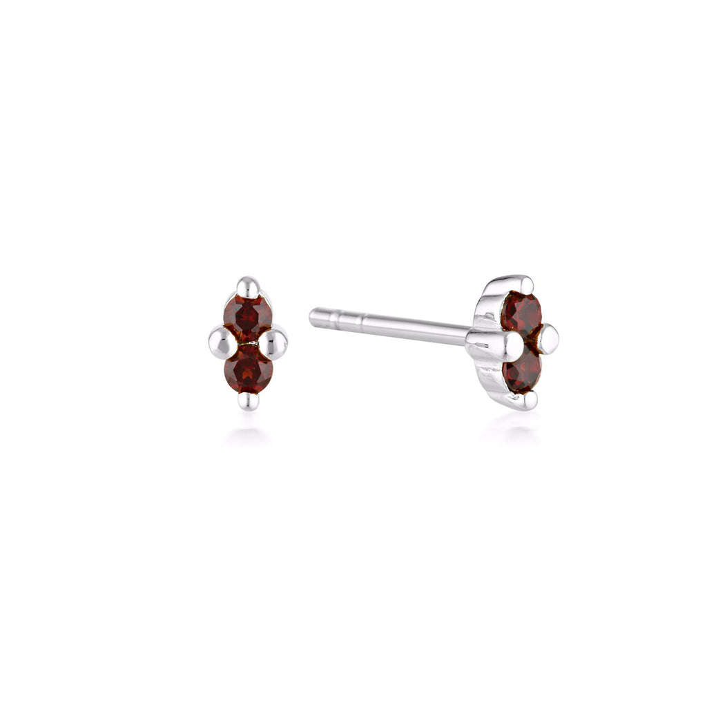 LINDA TAHIJA - SILVER BIRTHSTONE STUD EARRINGS - GARNET