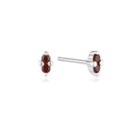 LINDA TAHIJA - SILVER BIRTHSTONE STUD EARRINGS - GARNET