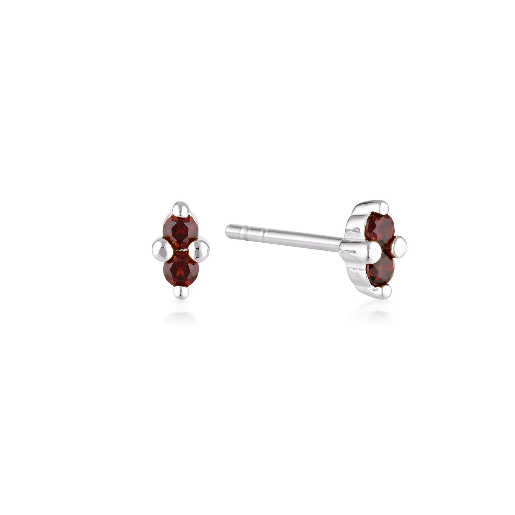 LINDA TAHIJA - SILVER BIRTHSTONE STUD EARRINGS - GARNET