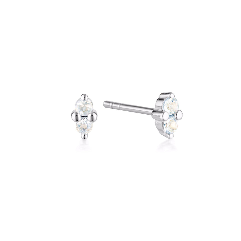 LINDA TAHIJA - SILVER BIRTHSTONE STUD EARRINGS - MOONSTONE