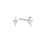 LINDA TAHIJA - SILVER BIRTHSTONE STUD EARRINGS - MOONSTONE