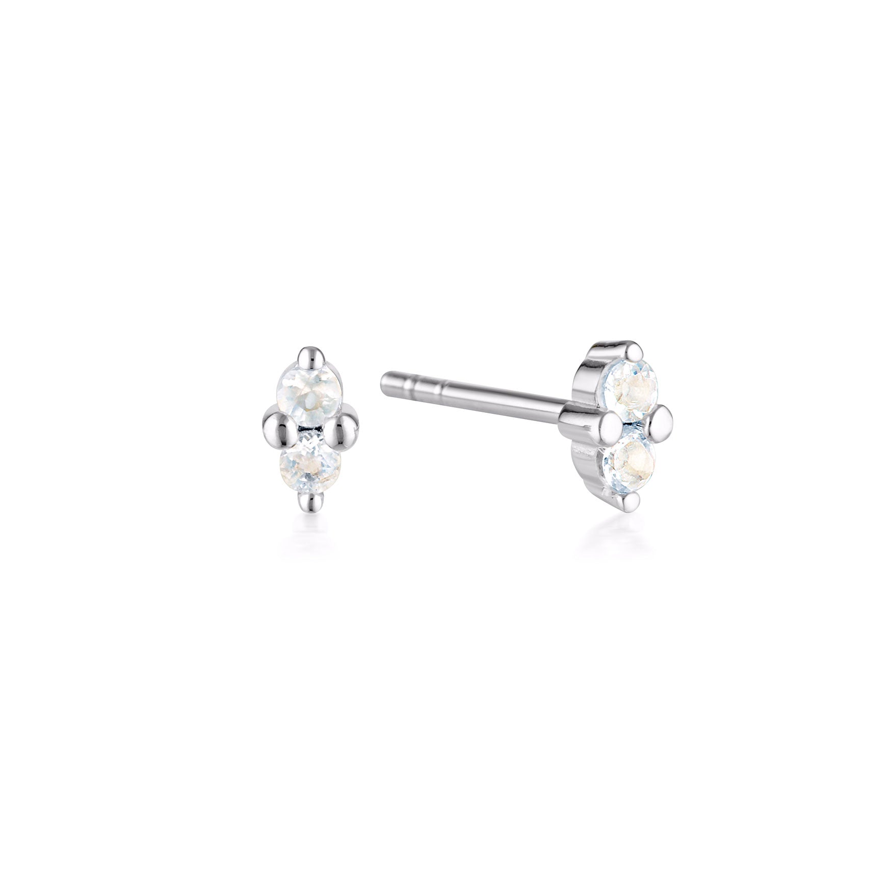 LINDA TAHIJA - SILVER BIRTHSTONE STUD EARRINGS - MOONSTONE