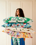 KIP & CO - ORGANIC COTTON PILLOWCASE 2P STD SET -TUMBLING FLOWERS GREEN