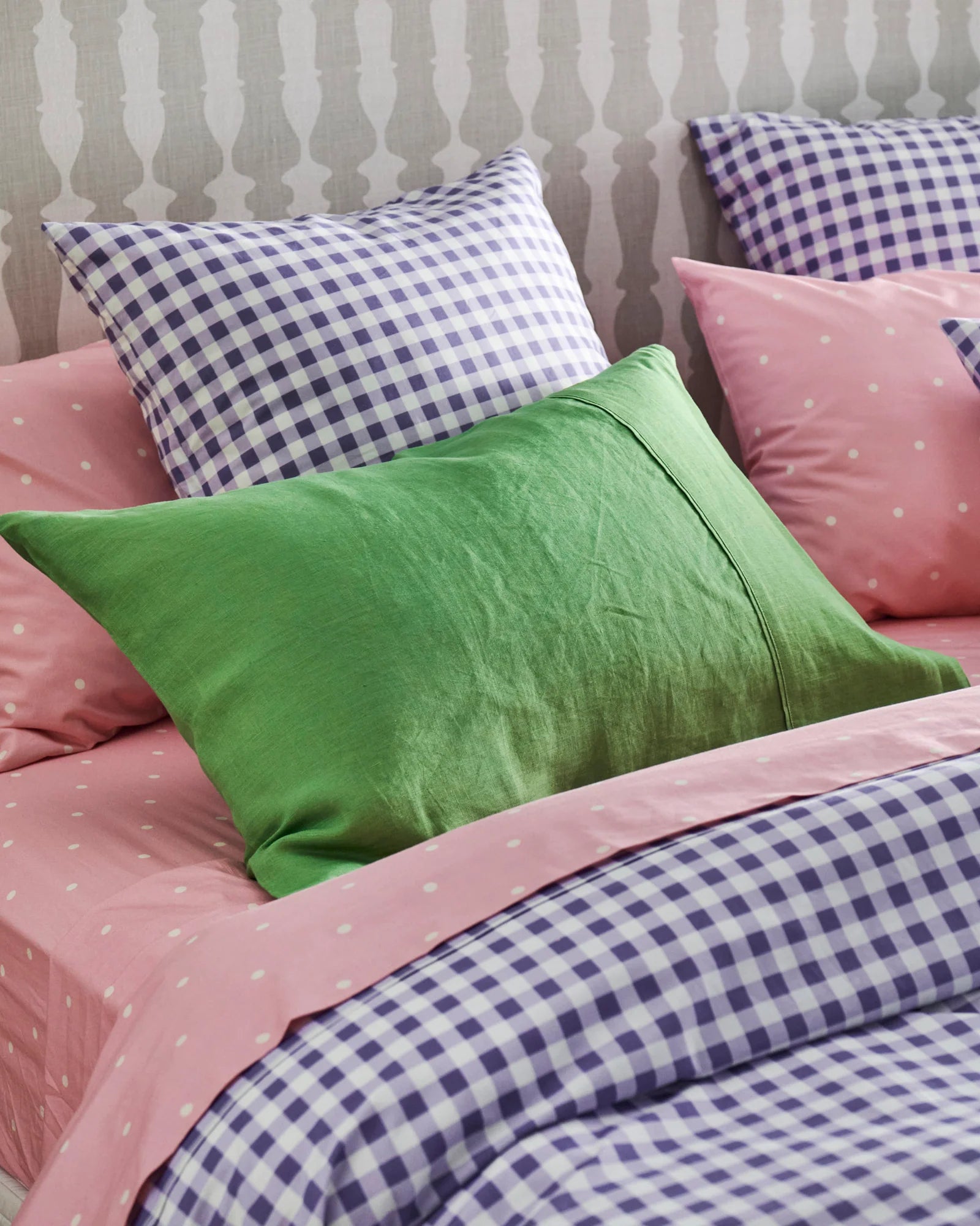 KIP & CO - LINEN PILLOWCASE 2P STD SET - GREEN TEA