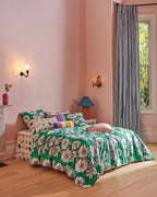 KIP & CO - ORGANIC COTTON PILLOWCASE 2P STD SET -TUMBLING FLOWERS GREEN