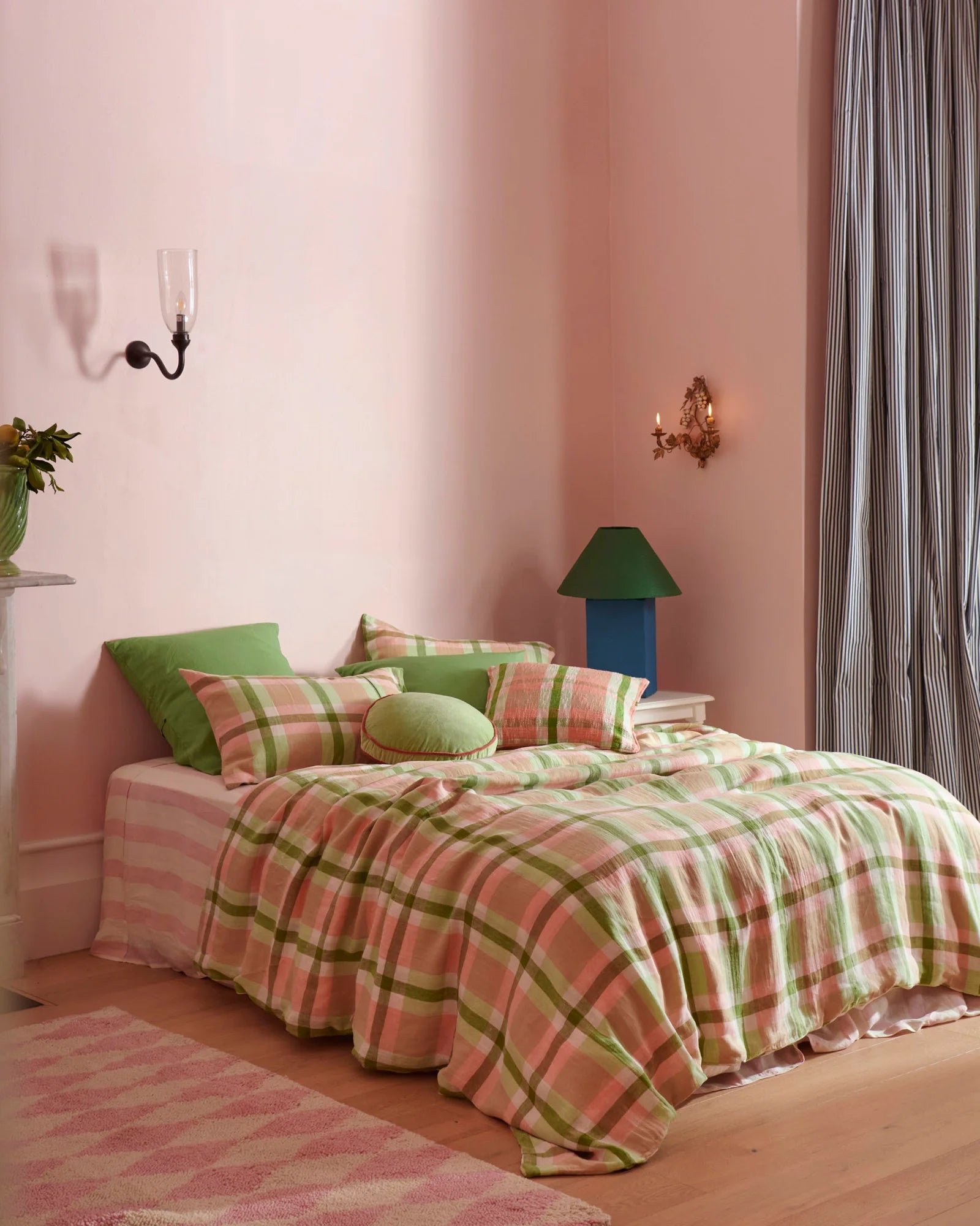 KIP & CO - LINEN PILLOWCASE 2P STD SET - PISTACHIO TARTAN