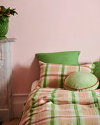 KIP & CO - LINEN PILLOWCASE 2P STD SET - PISTACHIO TARTAN