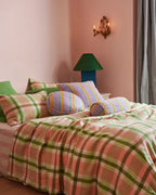 KIP & CO - LINEN PILLOWCASE 2P STD SET - PISTACHIO TARTAN