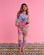KIP & CO - ORGANIC COTTON LONG SLEEVE PYJAMA TOP & SLOUCH PANT SET - FOREVER FLORAL LILAC