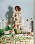 KIP & CO - ORGANIC COTTON LONG SLEEVE NIGHTIE - PISTACHIO TARTAN