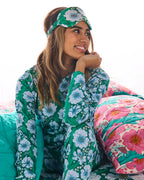 KIP & CO - ORGANIC COTTON LONG SLEEVE PYJAMA TOP & SLOUCH PANT SET -TUMBLING FLOWERS GREEN