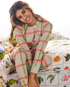 KIP & CO - ORGANIC COTTON LONG SLEEVE PYJAMA TOP & SLOUCH PANT SET - PISTACHIO TARTAN