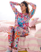 KIP & CO - ORGANIC COTTON LONG SLEEVE PYJAMA TOP & SLOUCH PANT SET - FOREVER FLORAL LILAC