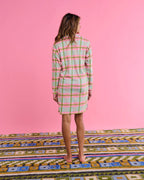 KIP & CO - ORGANIC COTTON LONG SLEEVE NIGHTIE - PISTACHIO TARTAN