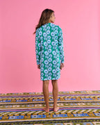 KIP & CO - ORGANIC COTTON LONG SLEEVE NIGHTIE - TUMBLING FLOWERS GREEN