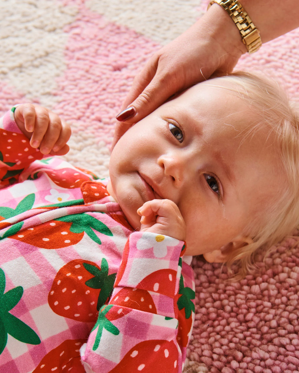 KIP & CO - ORGANIC LONG SLEEVE ZIP ROMPER - STRAWBERRY JAM