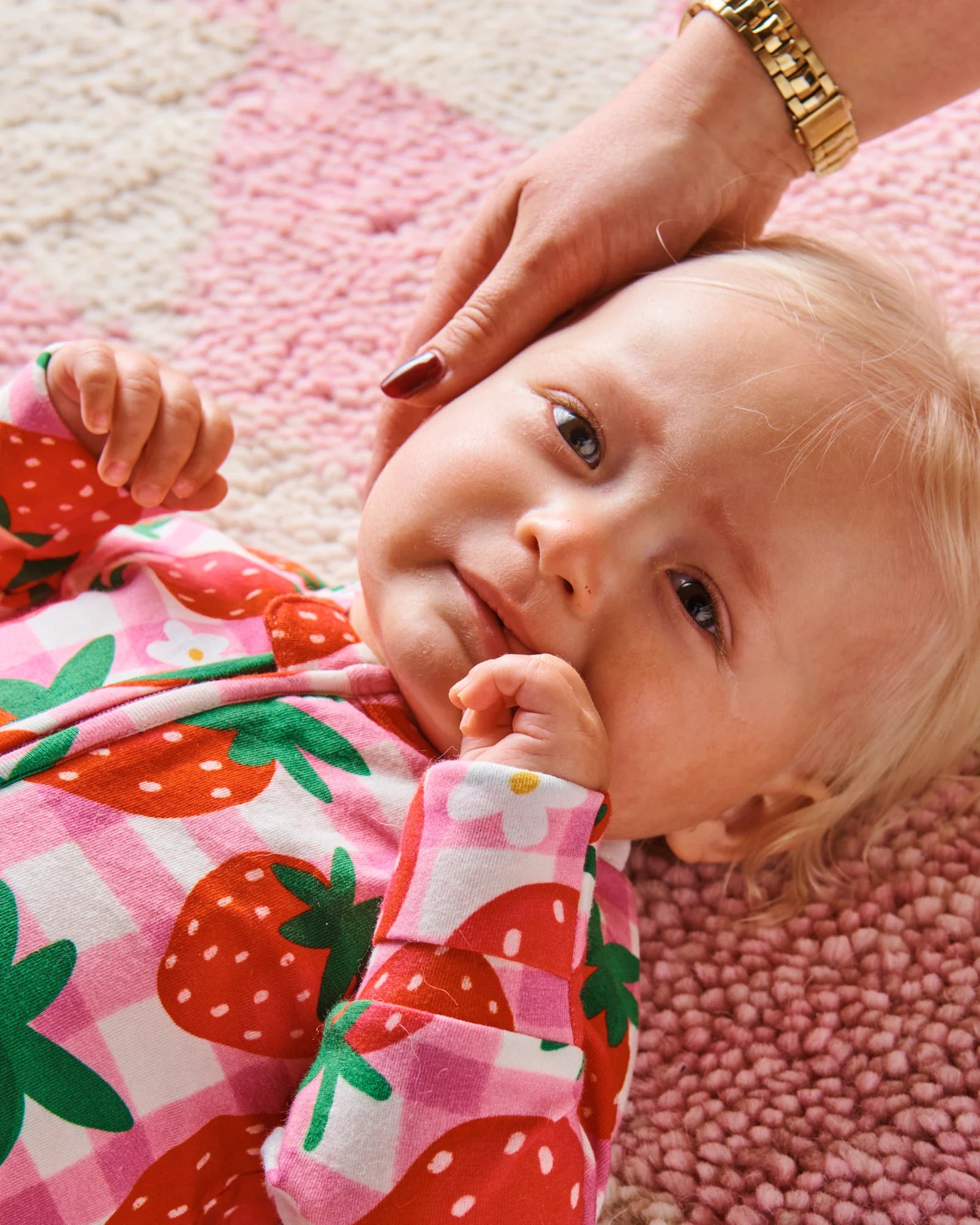 KIP & CO - ORGANIC LONG SLEEVE ZIP ROMPER - STRAWBERRY JAM