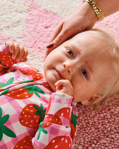 KIP & CO - ORGANIC LONG SLEEVE ZIP ROMPER - STRAWBERRY JAM