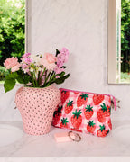 KIP & CO - QUILTED COTTON TOILETRY PURSE - STRAWBERRY JAM