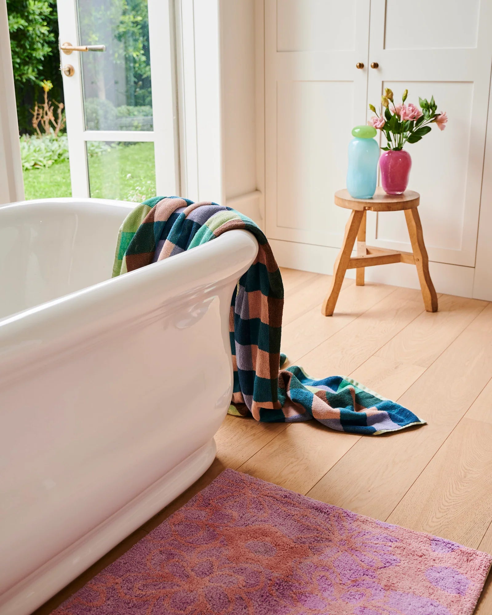 KIP & CO - TERRY BATH TOWEL - WOODLAND TARTAN