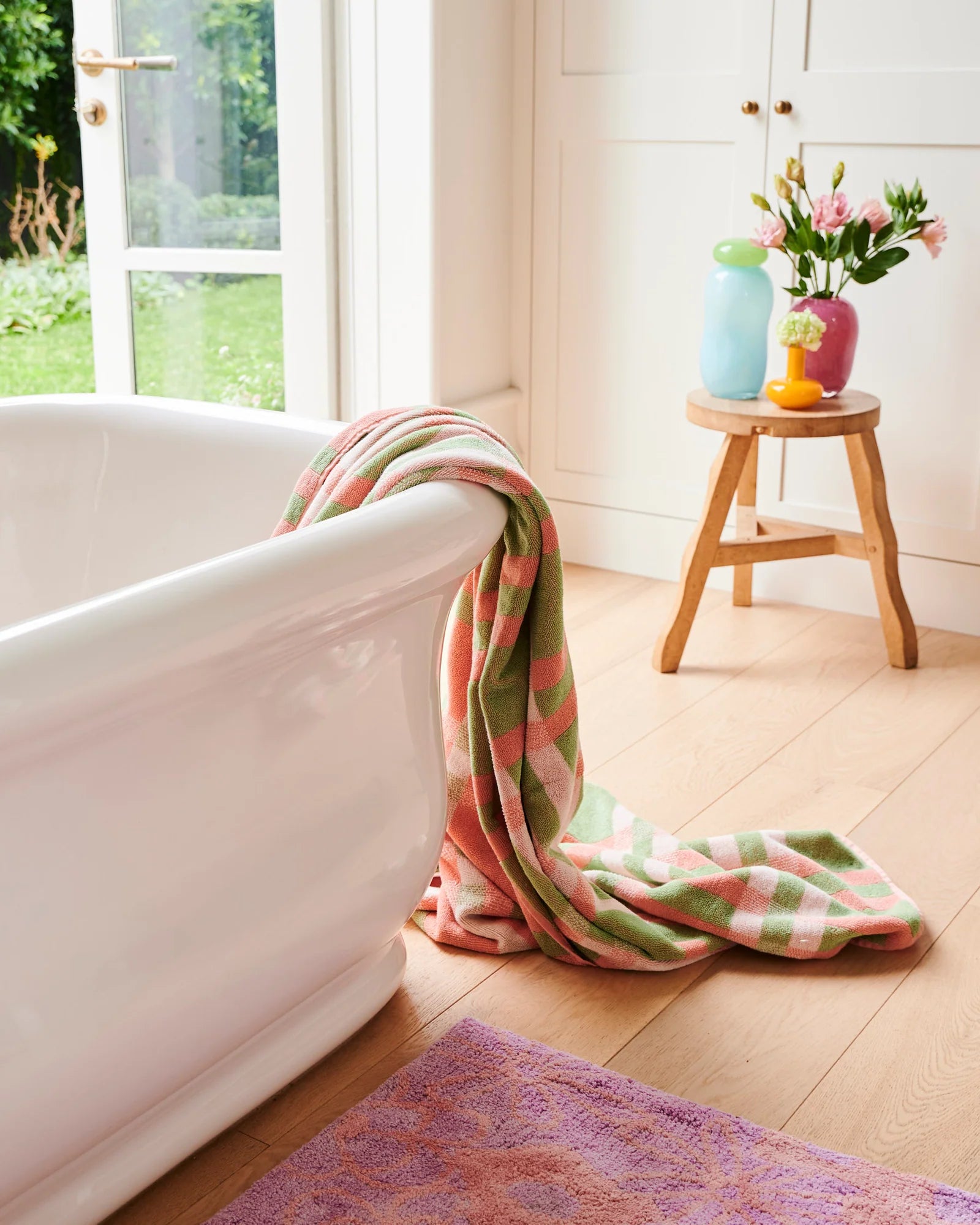 KIP & CO - TERRY BATH TOWEL - PISTACHIO TARTAN