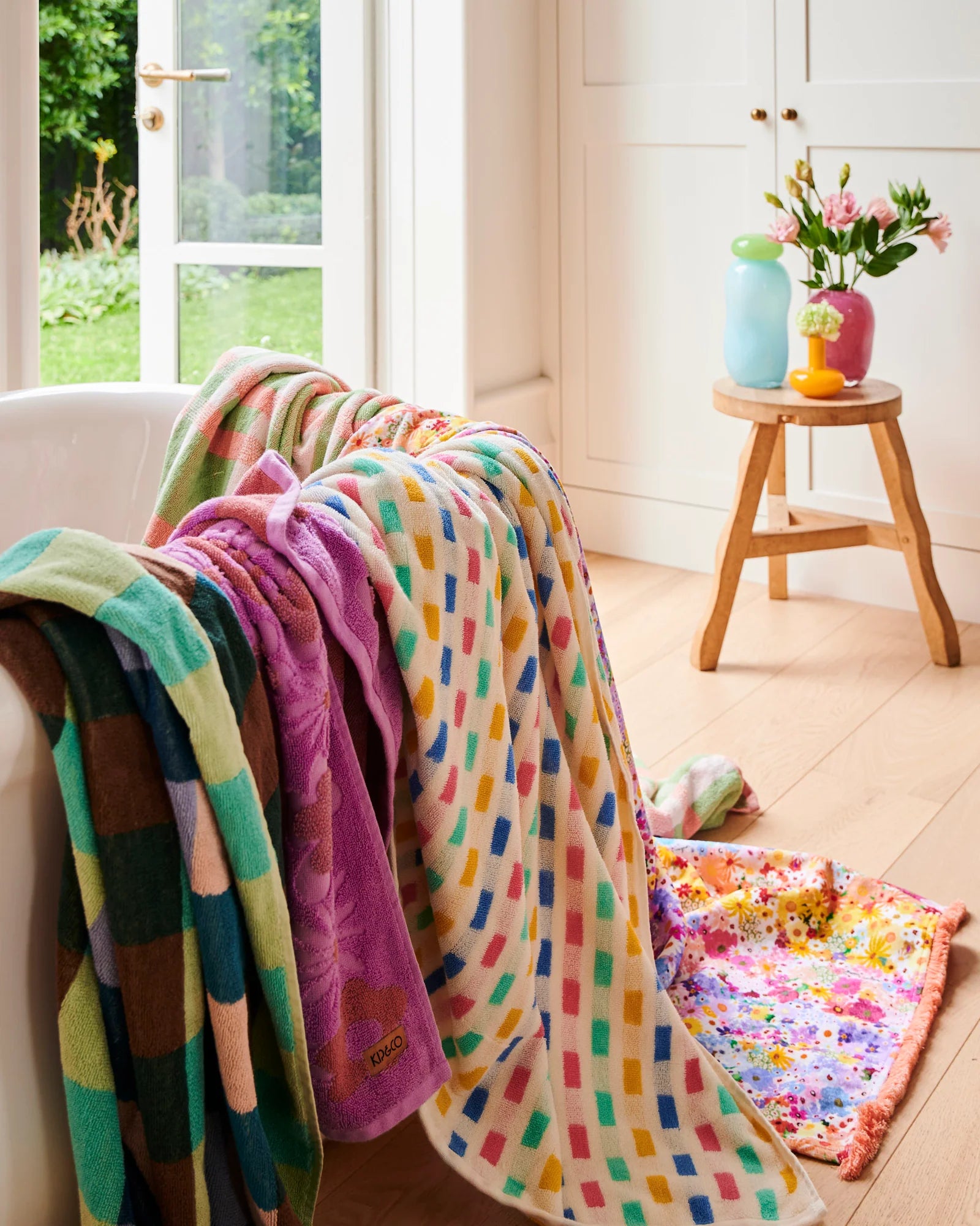 KIP & CO - TERRY BATH TOWEL - WOODLAND TARTAN