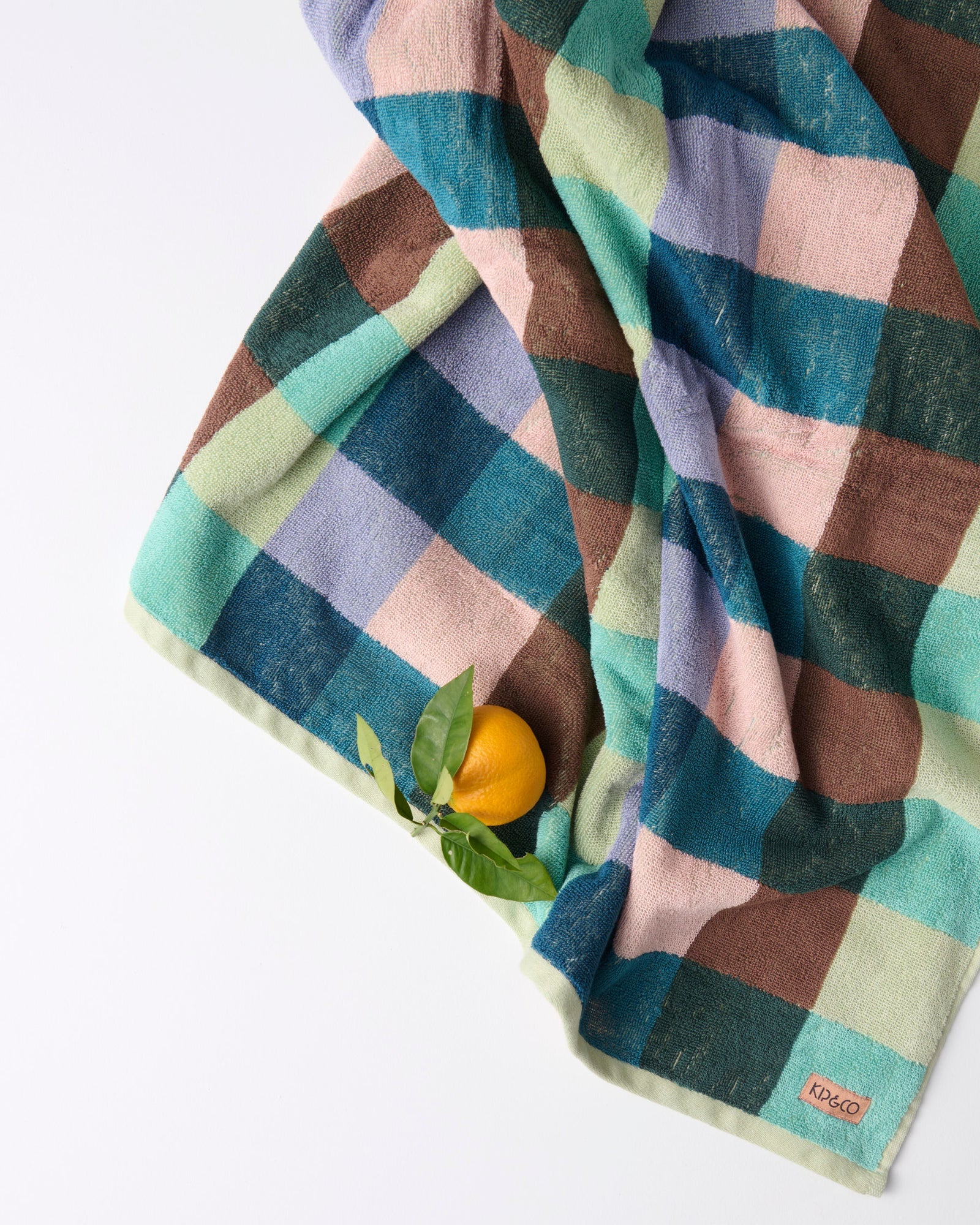KIP & CO - TERRY BATH TOWEL - WOODLAND TARTAN