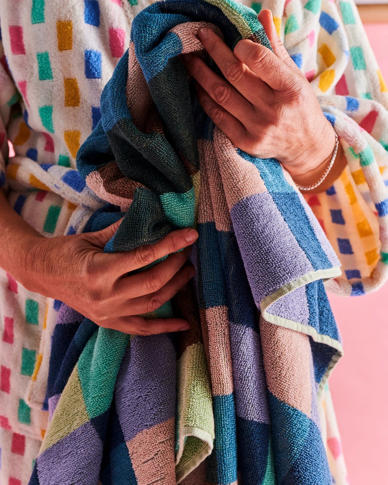 KIP & CO - TERRY BATH TOWEL - WOODLAND TARTAN