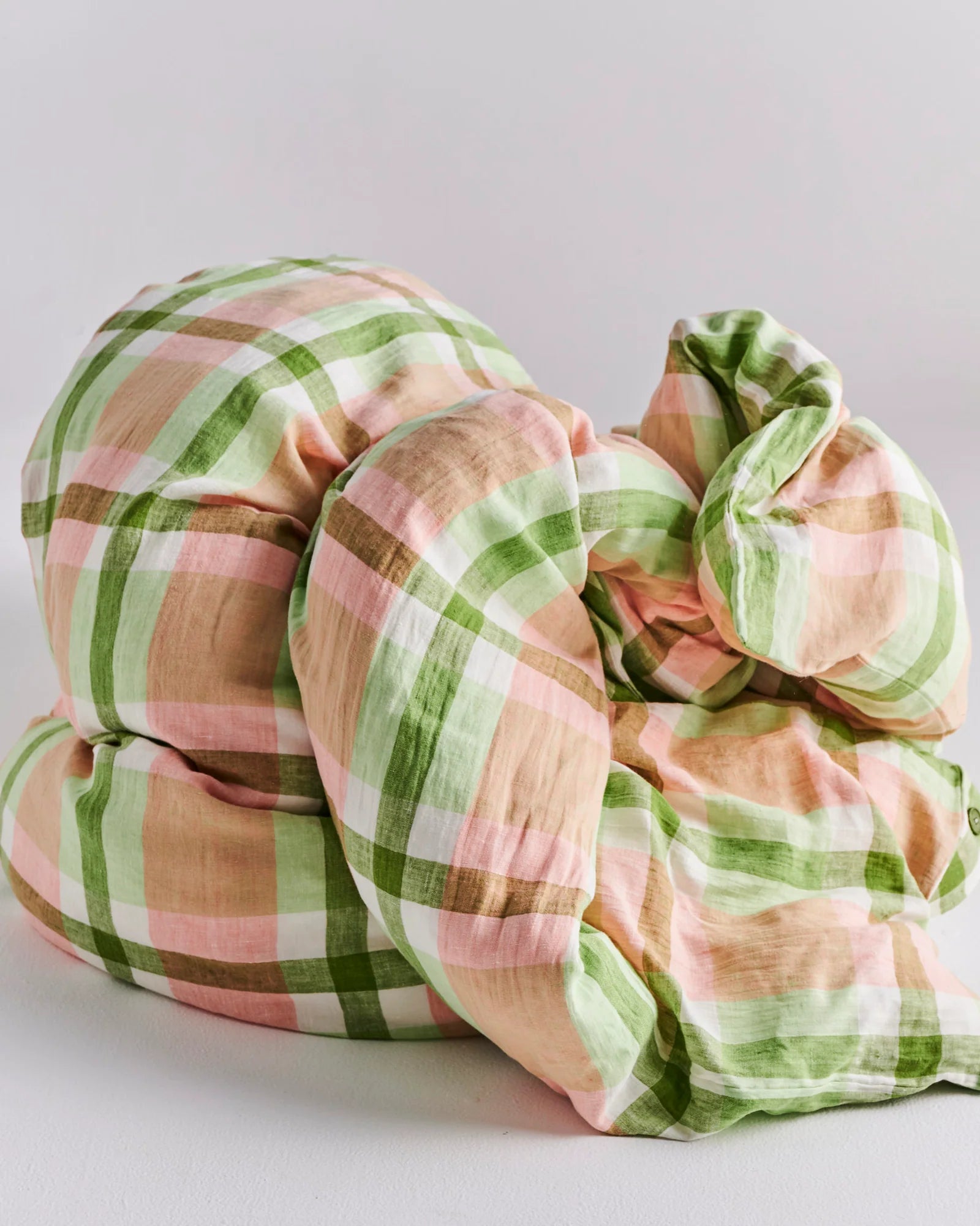 KIP & CO - LINEN QUILT COVER - PISTACHIO TARTAN