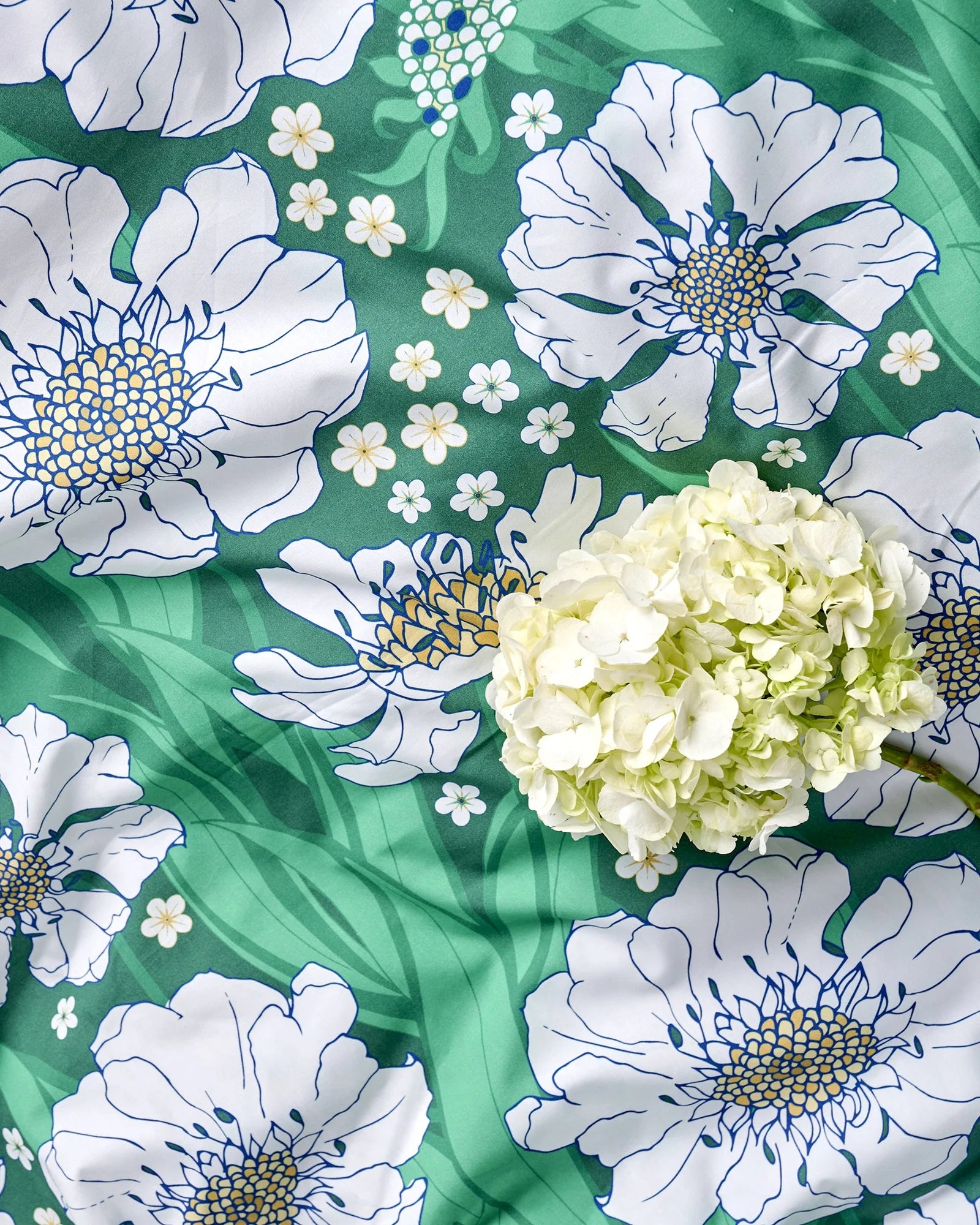 KIP & CO - ORGANIC COTTON PILLOWCASE 2P STD SET -TUMBLING FLOWERS GREEN