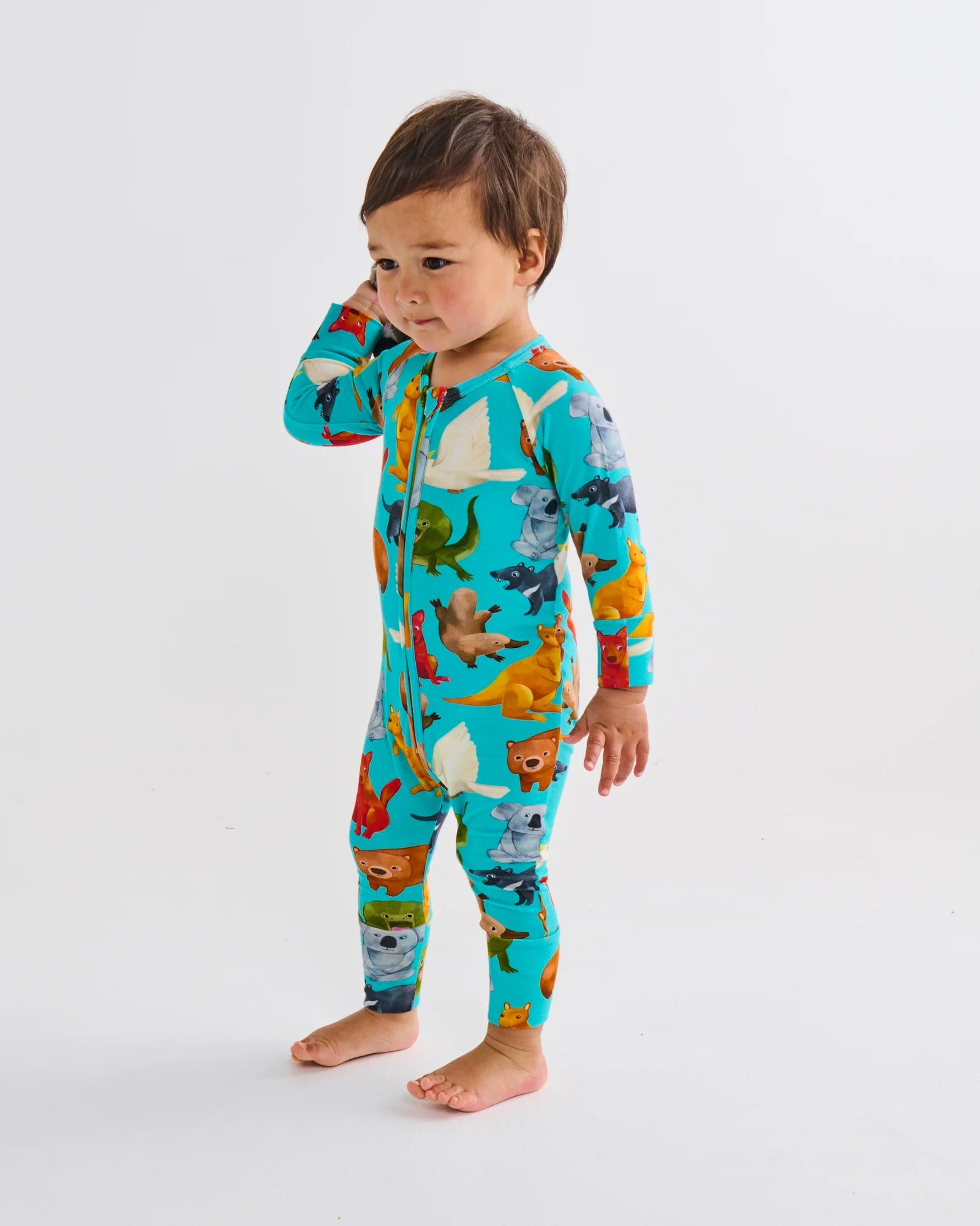 KIP & CO - ORGANIC LONG SLEEVE ZIP ROMPER - HOME AMONG THE GUM TREES