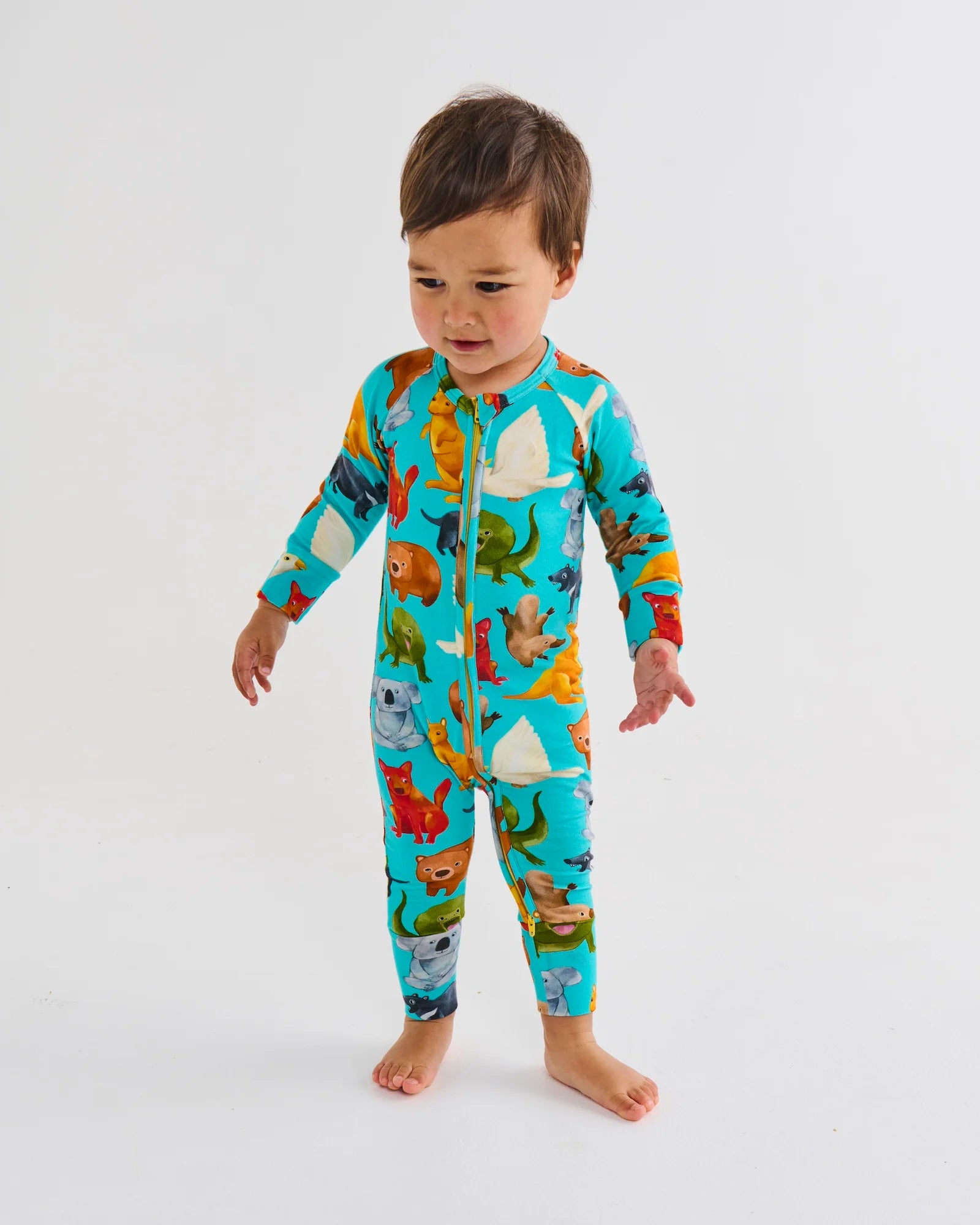 KIP & CO - ORGANIC LONG SLEEVE ZIP ROMPER - HOME AMONG THE GUM TREES