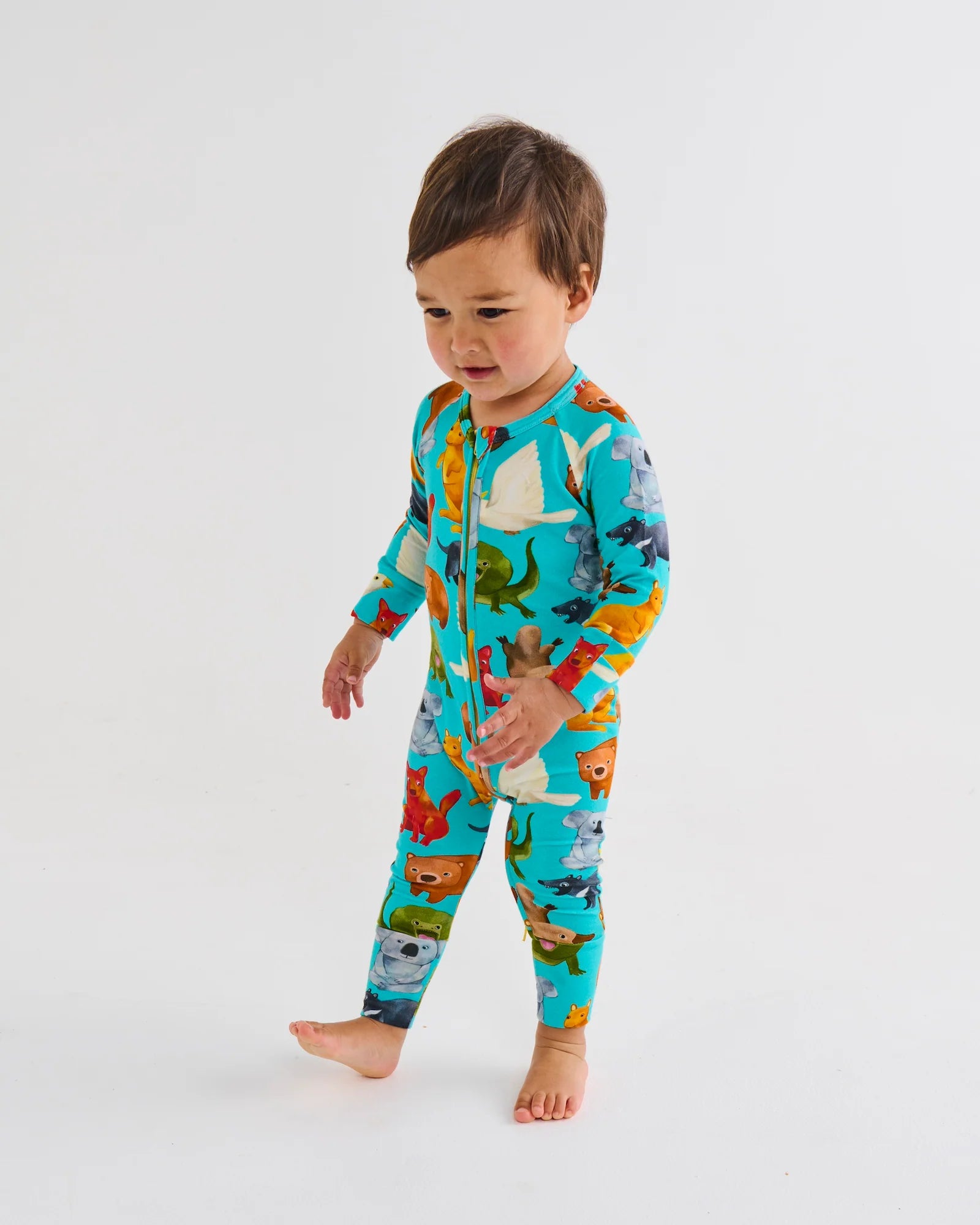 KIP & CO - ORGANIC LONG SLEEVE ZIP ROMPER - HOME AMONG THE GUM TREES