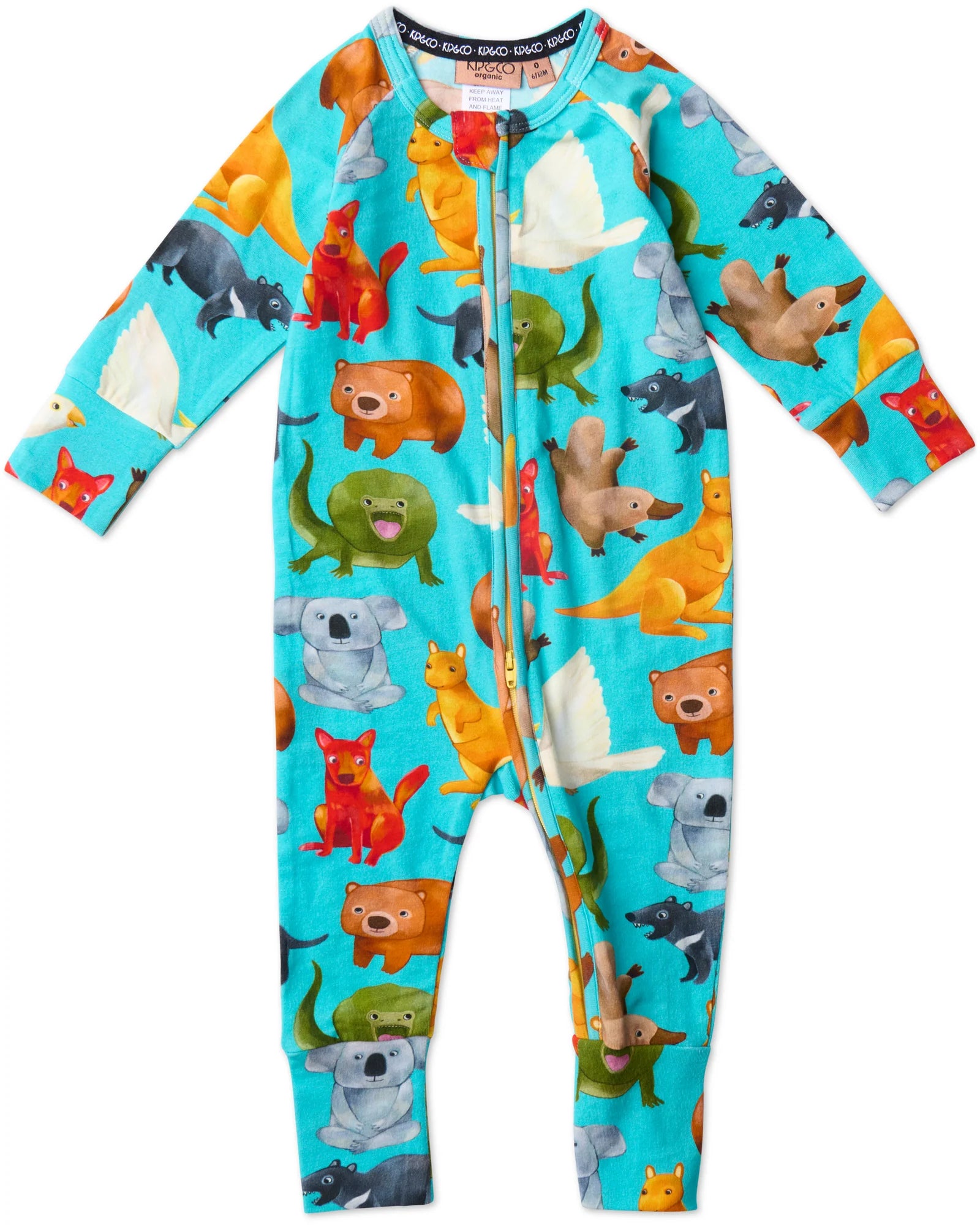 KIP & CO - ORGANIC LONG SLEEVE ZIP ROMPER - HOME AMONG THE GUM TREES