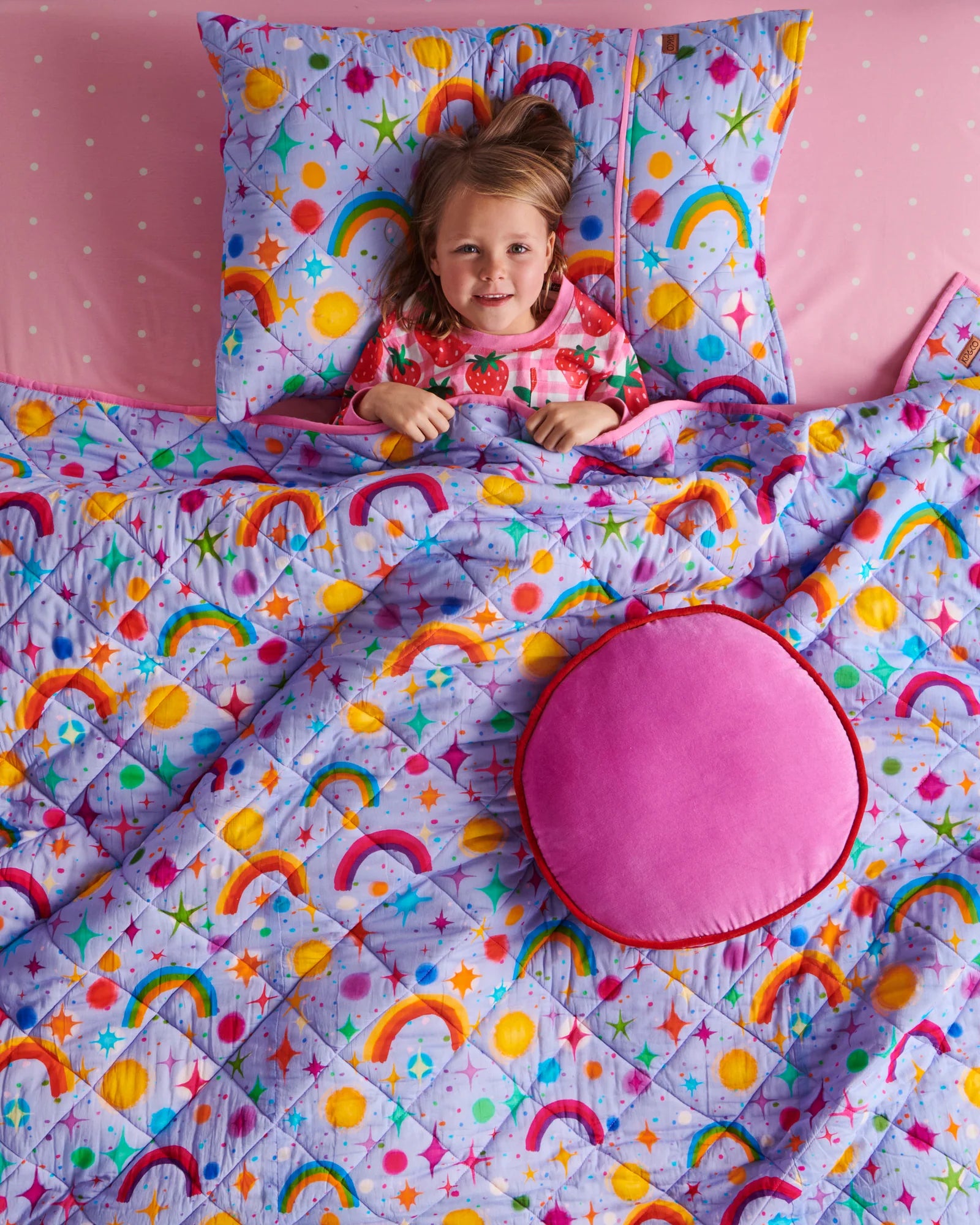 KIP & CO - VELVET PEA CUSHION - PINK AMBITION
