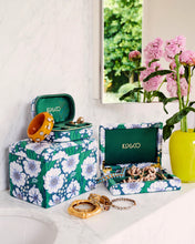 Load image into Gallery viewer, KIP &amp; CO - VELVET TRAVEL JEWELLERY BOX  - TUMBLING FLOWERS GREEN
