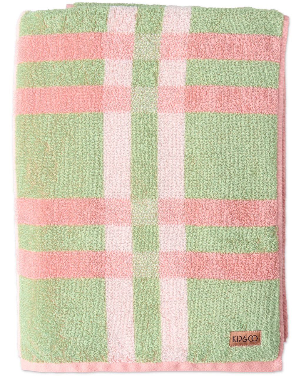 KIP & CO - TERRY BATH TOWEL - PISTACHIO TARTAN