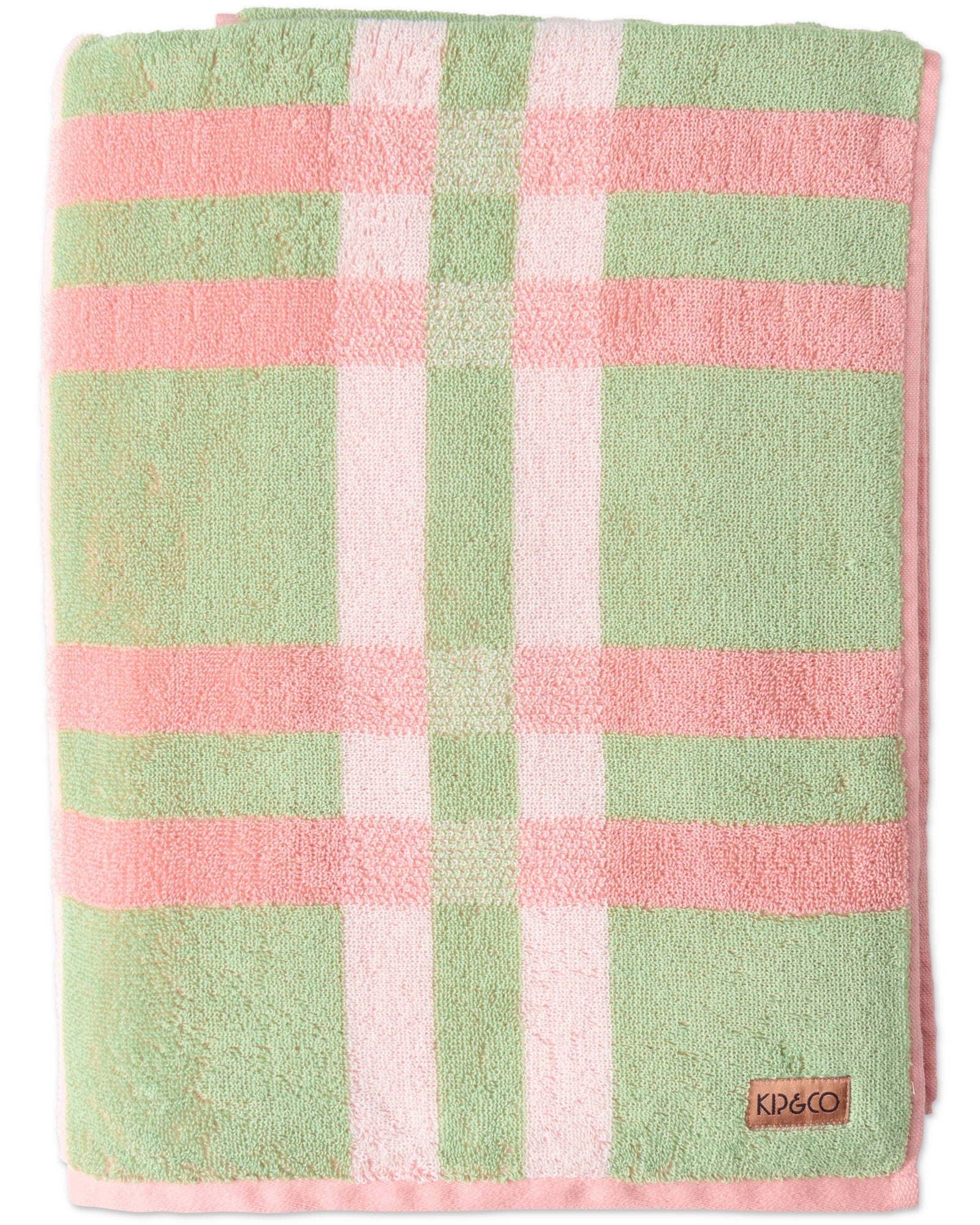 KIP & CO - TERRY BATH TOWEL - PISTACHIO TARTAN